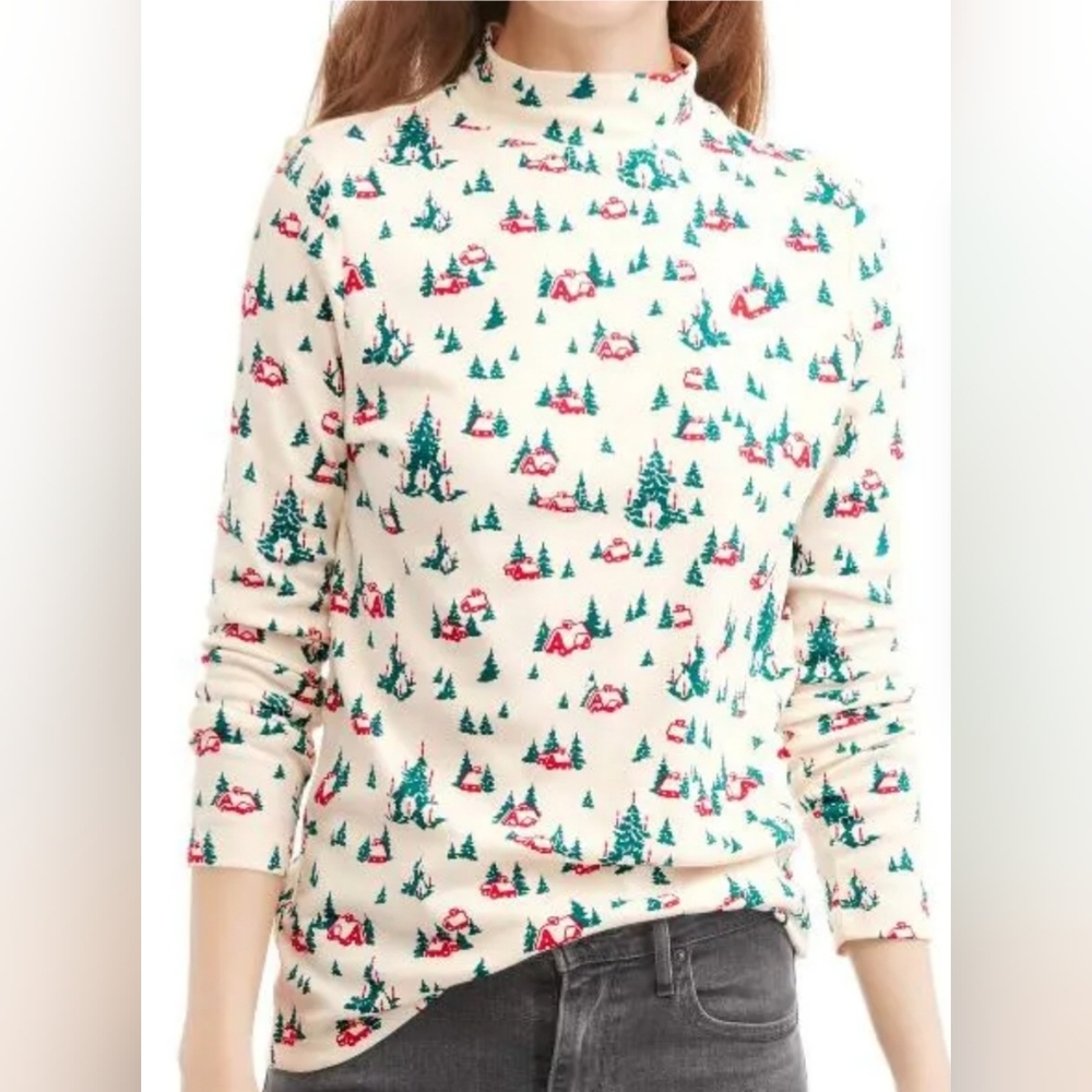 VTG White Stag Christmas Turtle Neck Pullover Shirt